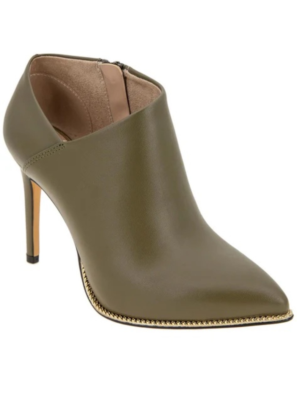 BCBGeneration Dark Olive Hadix Womens Faux Leather Side Zip Ankle Boots